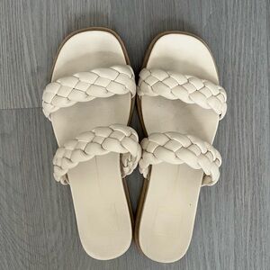 Women's Cream Braided Slide Sandals